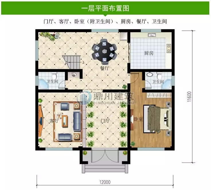 此户型编号:  dc0355,开间12米,进深11.6米,砖混,占地面积.